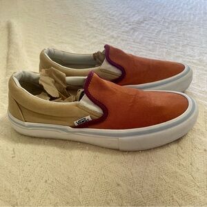 Vans Men's Slip-On Shoes - Orange and Tan Size 6.5 USA